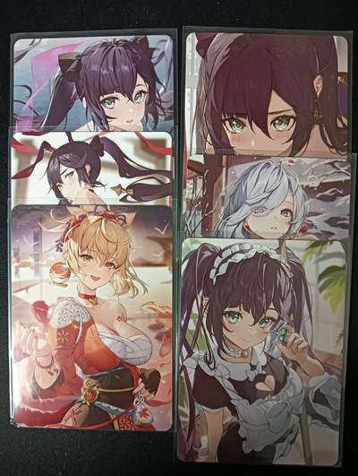 花开卡拍第53期（12月28号周日截拍，品控勿拍!!!拍品不寄存，运费5元，自制卡难免瑕疵，可能存在轻微撞角爆边等出厂瑕疵，品控介意勿拍！） - 原神美少女05 1套6张 普卡