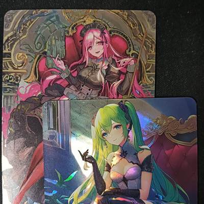 花开卡拍第53期（12月28号周日截拍，品控勿拍!!!拍品不寄存，运费5元，自制卡难免瑕疵，可能存在轻微撞角爆边等出厂瑕疵，品控介意勿拍！） - 驴歪歪卡牌 美少女 2张 斜光彩闪