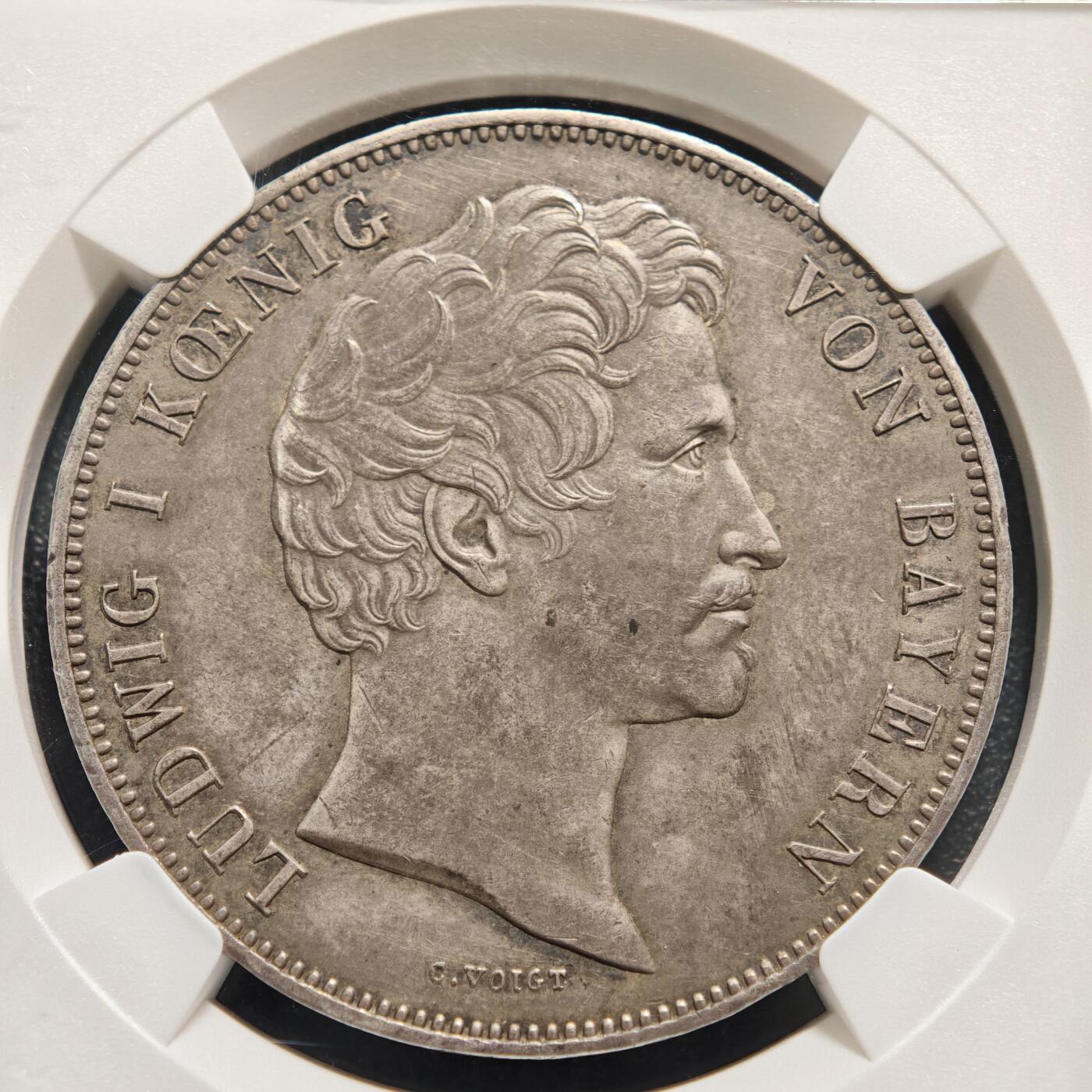 【德藏】世界币章拍卖第159期(元旦专场拍卖) 1840年 德国巴伐利亚路德维希一世丢勒雕像在纽伦堡落成2泰勒纪念大银币 NGC UNC 状态安逸