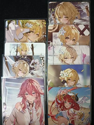 花开卡拍第53期（12月28号周日截拍，品控勿拍!!!拍品不寄存，运费5元，自制卡难免瑕疵，可能存在轻微撞角爆边等出厂瑕疵，品控介意勿拍！） - 原神美少女04 1套9张 普卡