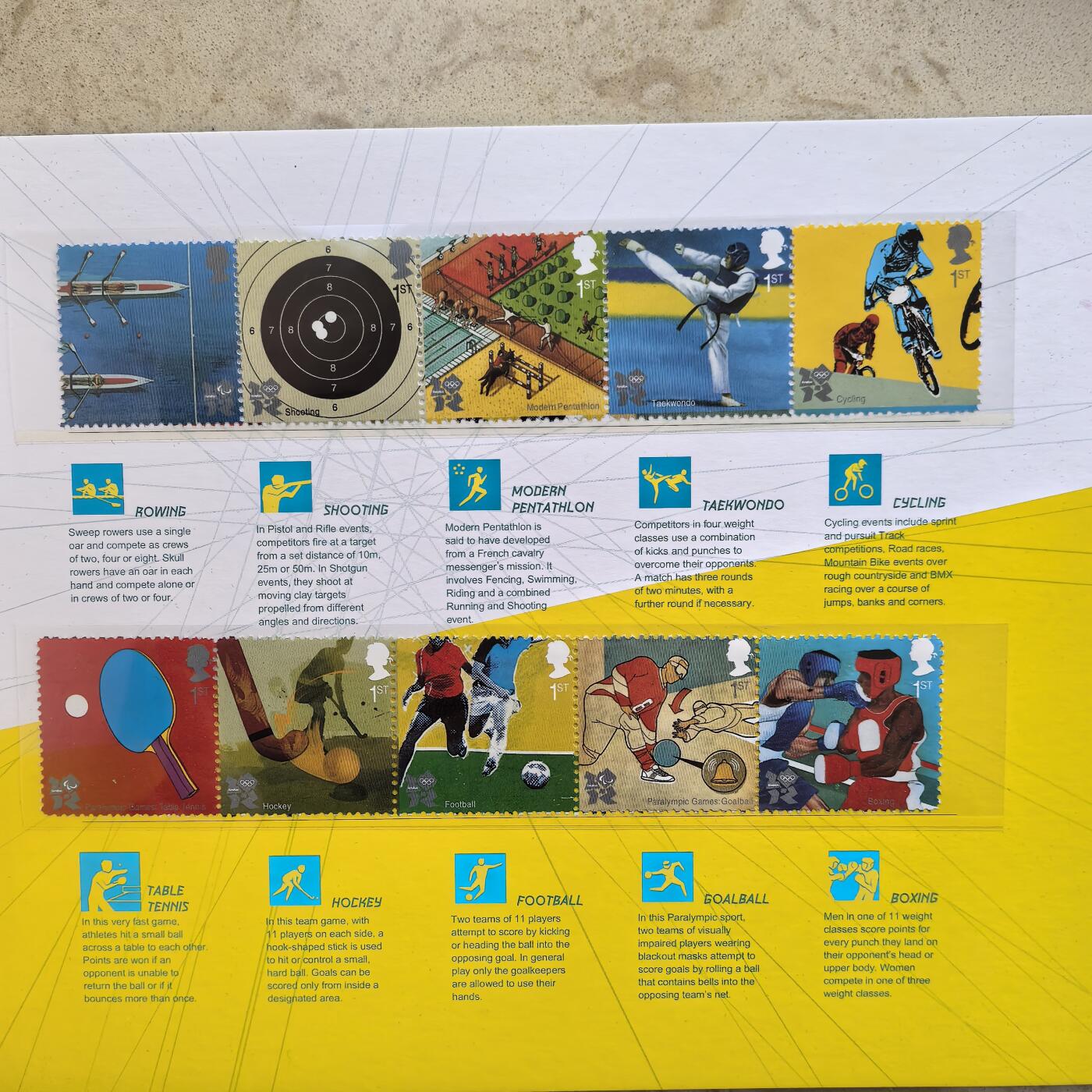 道一币馆币章第一百六十场 盒证 英国伦敦2012年30枚奥运会邮票、10枚纪念徽章，29枚59便士纪念币大全套 底部有点脱胶