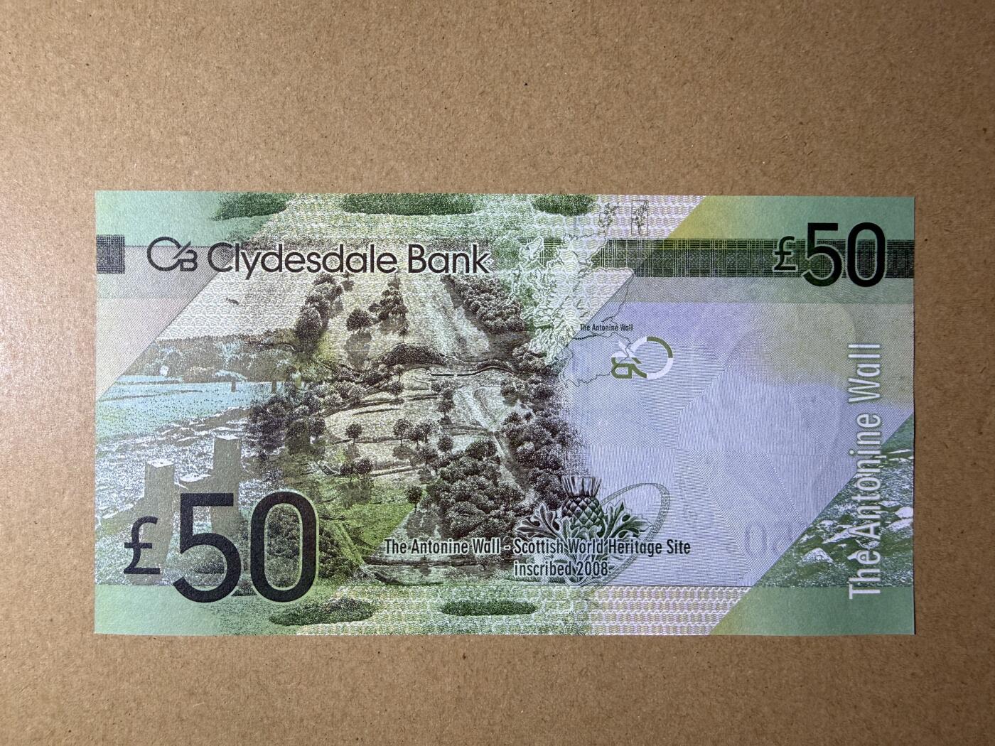 《艾美收藏》第226期-12.28周日外币精品场-蛇年收官 苏格兰50镑 UNC 克莱斯戴尔银行 2015年 苏格兰外科女医师因格丽斯 无47尾8