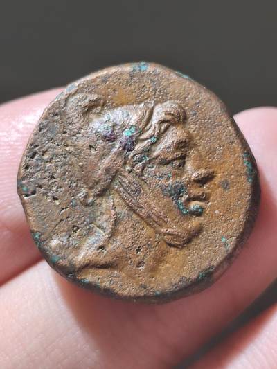 美品！本都王国-米特拉达特斯六世尖帽厚重大铜币13.38g 背面天马帕加索斯（暗示自己是英雄）以及城名阿米索和造币厂标记 非常清晰的名称组合厂标 教科书案例