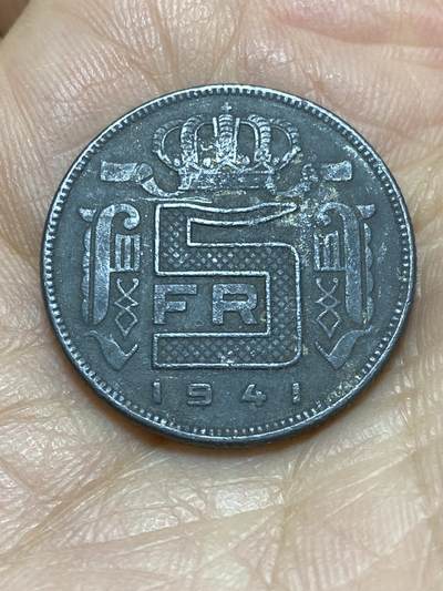 2025年第一百四十三场(总第一百六十九场）外国好品散币场(免佣金) - 比利时🇧🇪1941年5法郎(二战德国占领时期，法语版)
