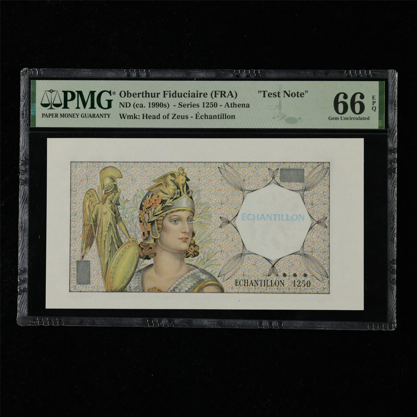 【亘邦集藏】第218期拍卖 1990年 法国测试钞1250 PMG 66EPQ 2240826-024