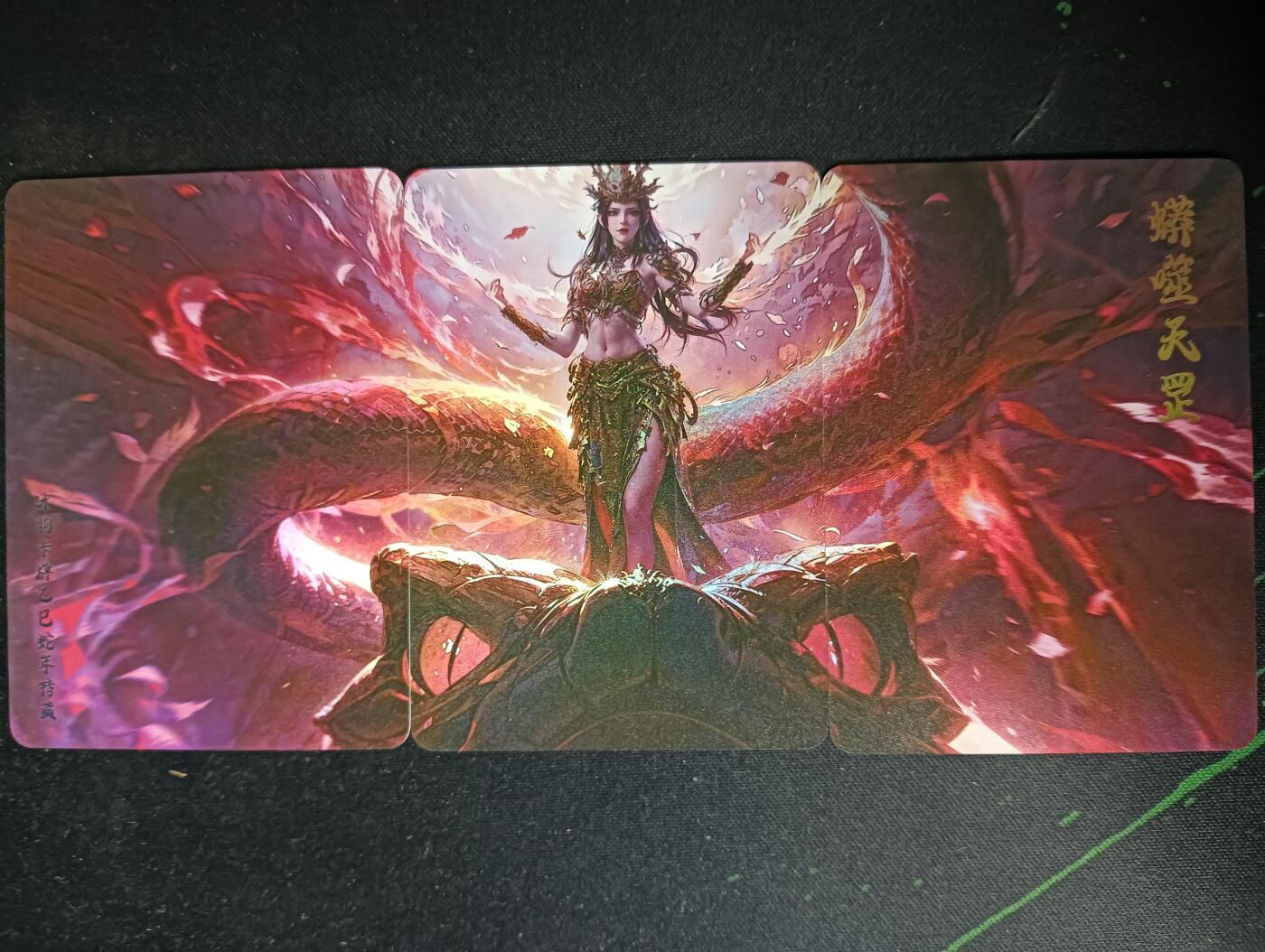 花开卡拍第53期（12月28号周日截拍，品控勿拍!!!拍品不寄存，运费5元，自制卡难免瑕疵，可能存在轻微撞角爆边等出厂瑕疵，品控介意勿拍！） 冰狗卡牌 蛇年三拼 3张 折光彩闪