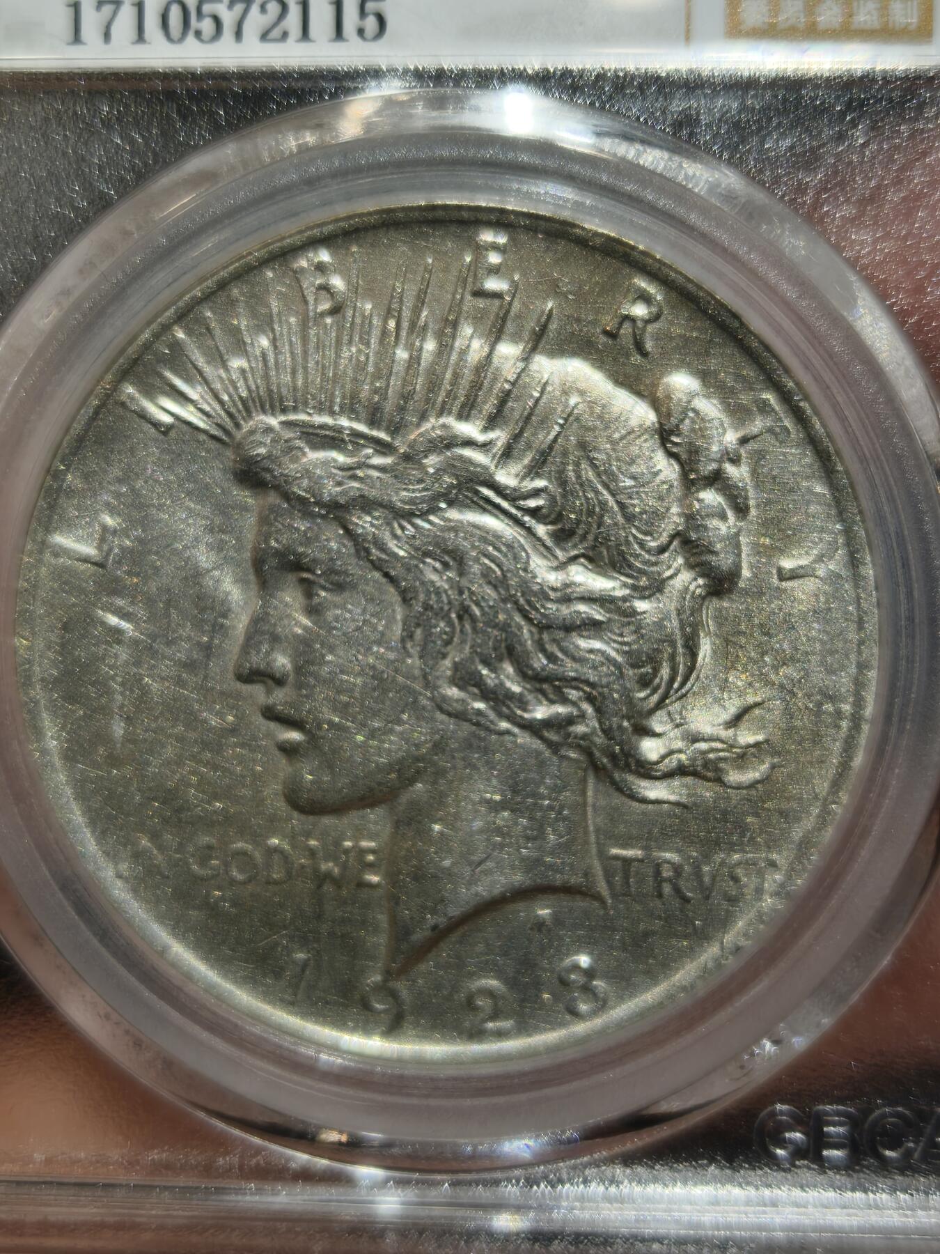 老银币专场（本场三位宝主提供） 美国和平鸽银币，公博评级64分