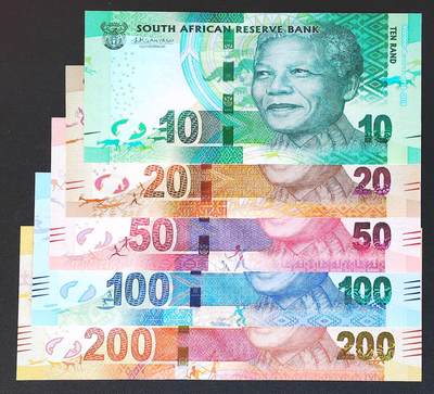 世界靓号纸钞第七十九期 - 2018年南非10-20-50-100-200兰特 全部都是曼德拉纪念钞 全新UNC