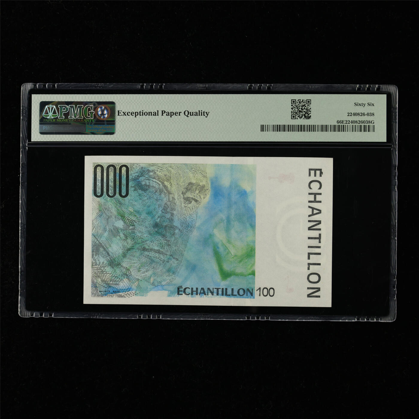 【亘邦集藏】第218期拍卖 法国测试钞100 PMG 66EPQ 2240826-038