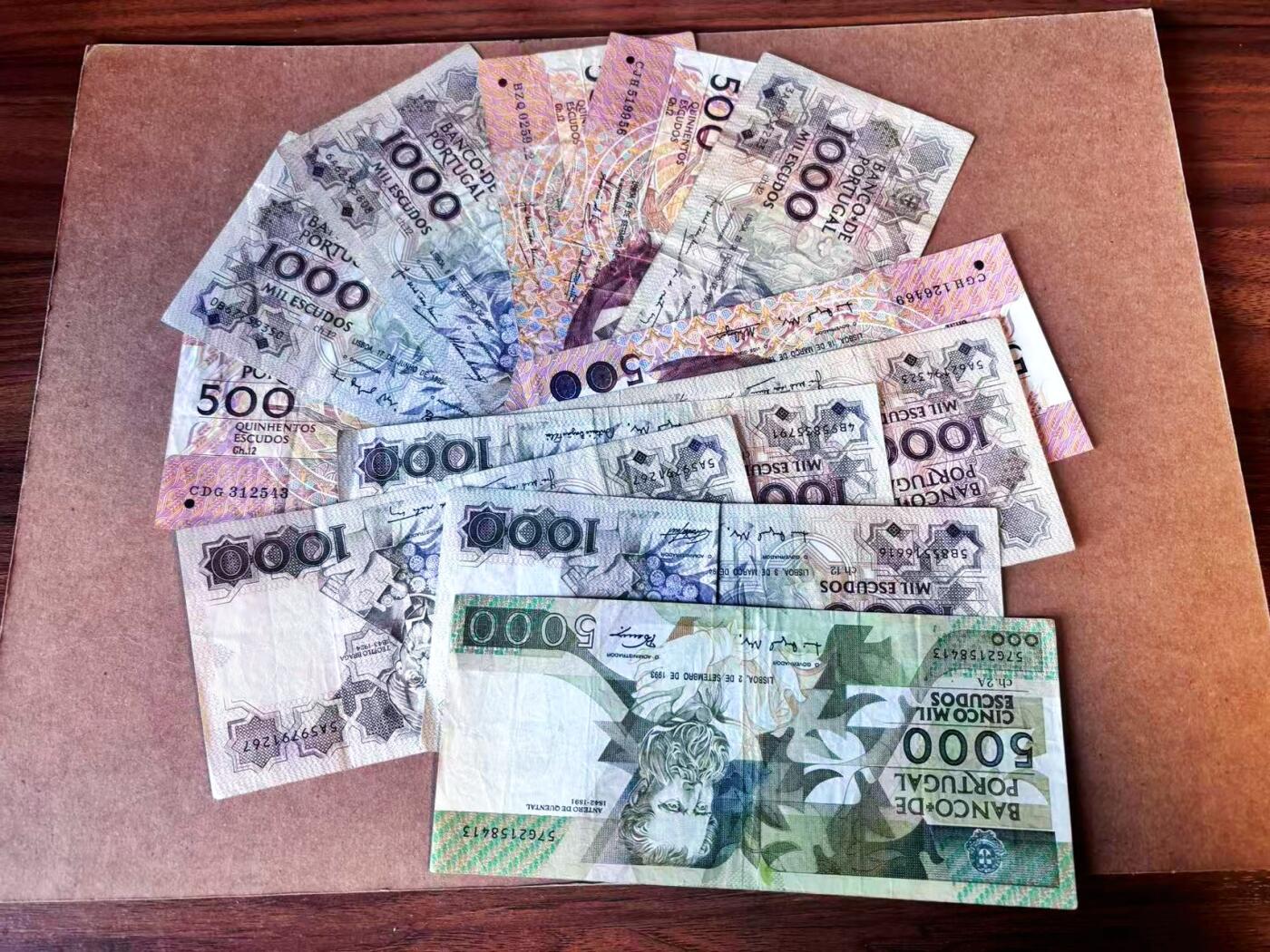 【Blue Auction】世界纸币精拍第769期——18级TOP拍卖/信誉/品质/专业/高效💫 【一组12张】葡萄牙不同版本500-5000埃斯库多 品相如图