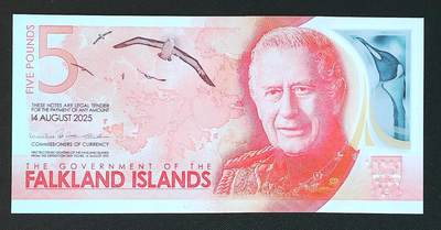 世界靓号纸钞第七十九期 - 2025年福克兰群岛5镑 首发A冠 豹子号111 全新UNC