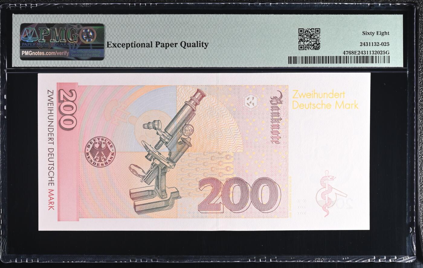 🐍甜小邱世界纸币收藏🐍第138期精品场💐 亚军分！PMG68 联邦德国 200马克 埃尔利希 1996 末版