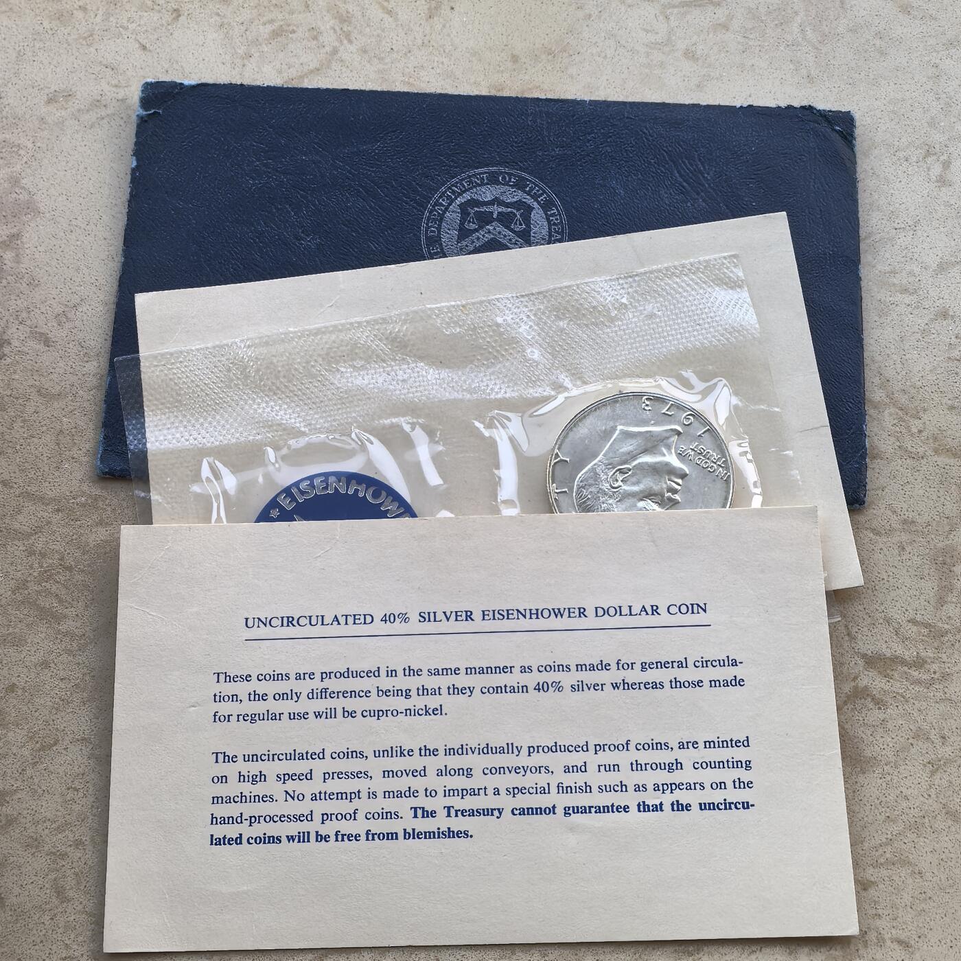 道一币馆币章第一百六十场 原封证 美国1973年艾森豪威尔1元银币