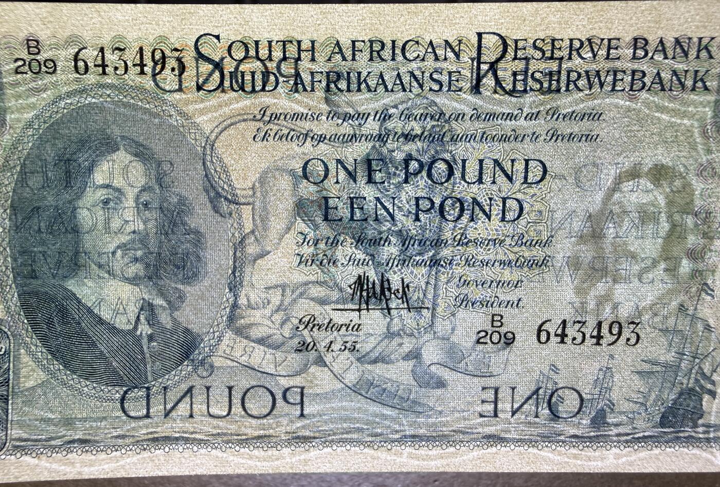 《艾美收藏》第226期-12.28周日外币精品场-蛇年收官 南非1镑 UNC 1955年老版本
