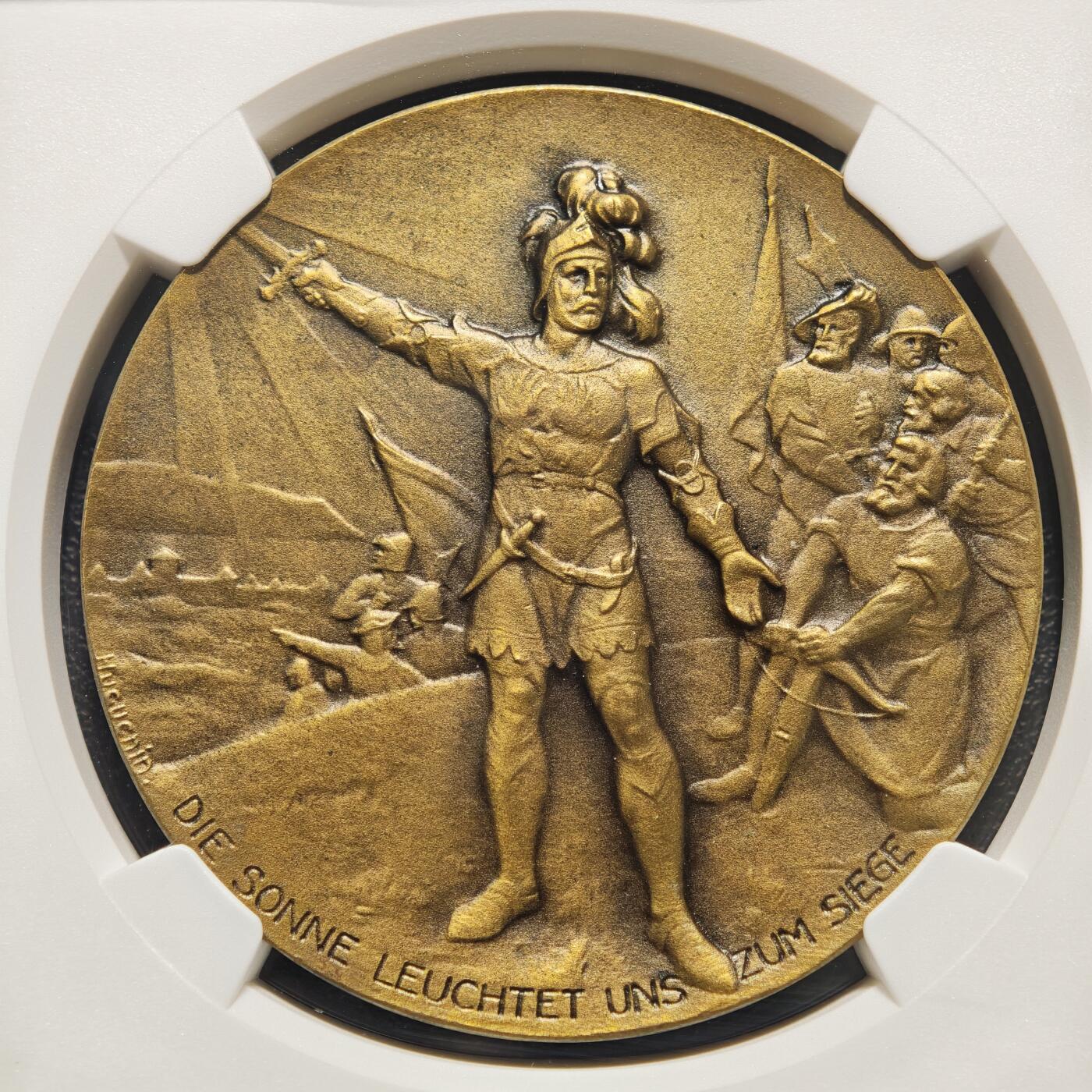 【德藏】世界币章拍卖第159期(元旦专场拍卖) 1926年 瑞士穆尔滕战役450周年纪念铜章 浮雕感极强 人物刻画传神 NGC MS63BN 穆尔滕战役‌是1476年瑞士联邦与勃艮第公国在瑞士穆尔滕地区爆发的关键战役