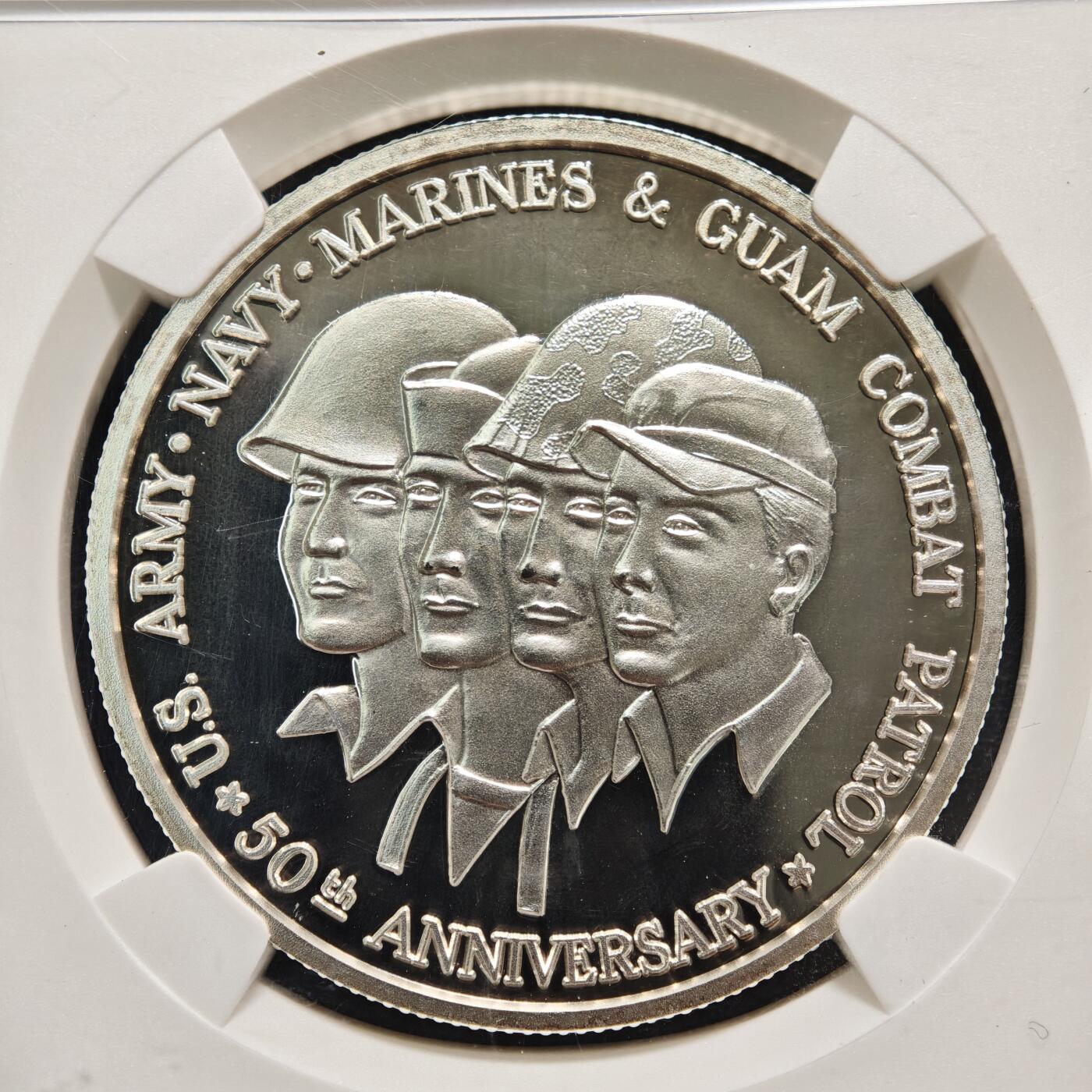 【德藏】世界币章拍卖第159期(元旦专场拍卖) 1994年 美国关岛解放50周年纪念精制铜章及银章 NGC PF69UC 原盒 原证书