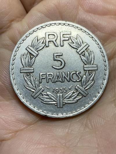 2025年第一百四十三场(总第一百六十九场）外国好品散币场(免佣金) - 好品–法兰西第三共和国1935年5法郎(纯镍材质版)