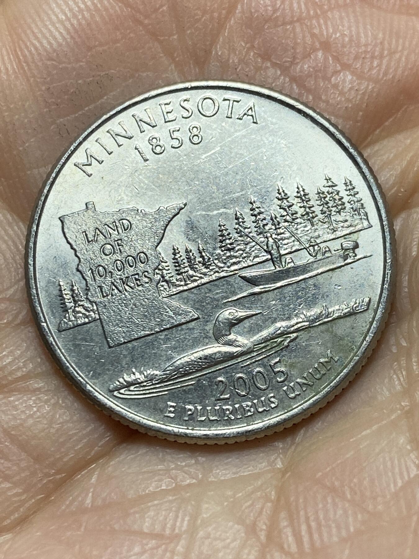 2025年第一百四十三场(总第一百六十九场）外国好品散币场(免佣金) 美国🇺🇸2005年1/4元(州系列，明尼苏达州纪念币)