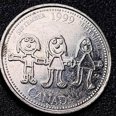 泉币菌-第156场-精品福利场 - 儿童孩子 九月 加拿大25分镍制纪念币 23.88毫米 5.05克 