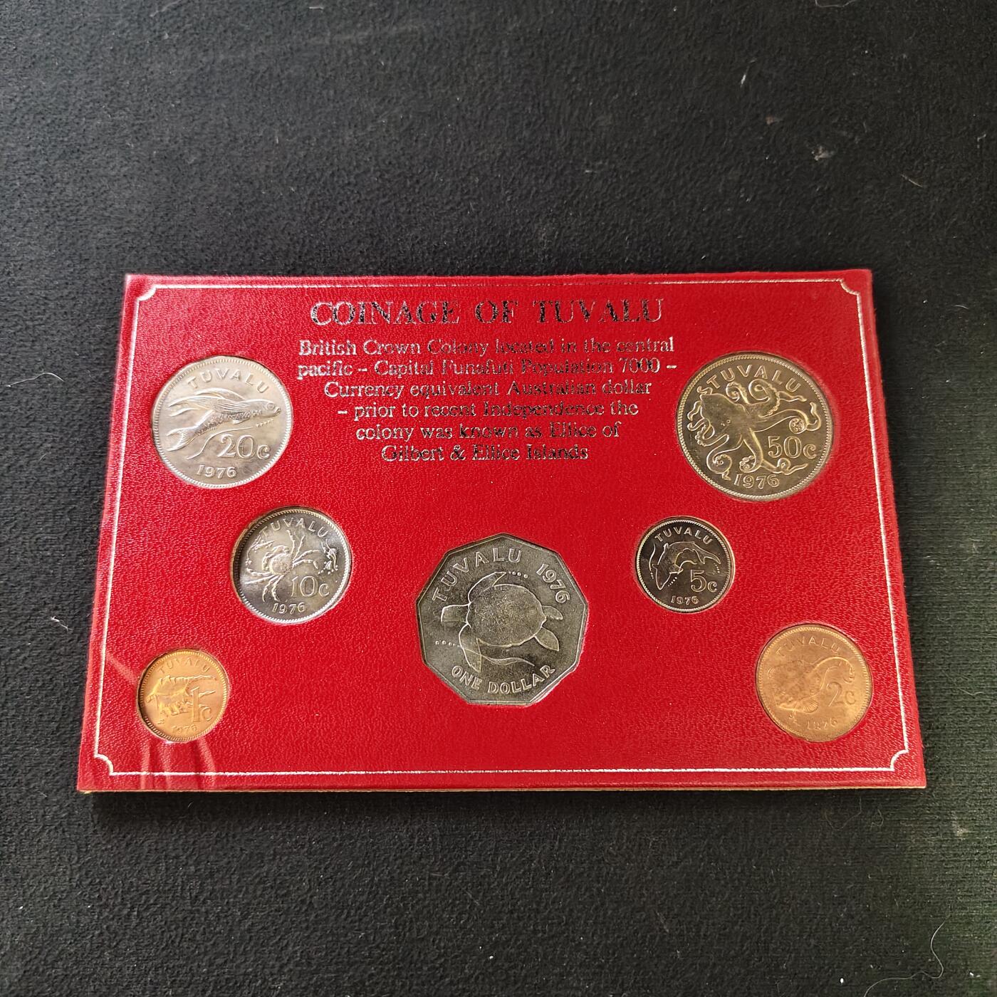 【全场包邮】纯粹捡漏拍491场（免费代拍第28场） 图瓦卢1976年独立首年海洋生物版7枚卡装套币