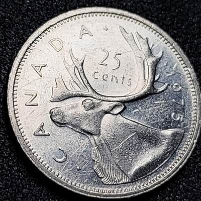 泉币菌-第155场-精品福利场 - 带光美品 高币值 加拿大1975年1/4加拿大元 伊丽莎白二世 驯鹿 24mm