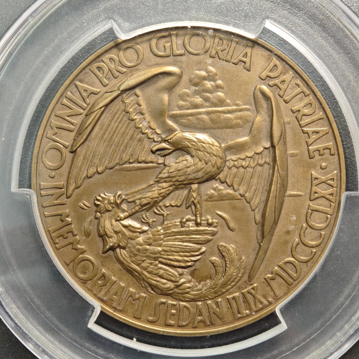 【德藏】世界币章拍卖第159期(元旦专场拍卖) 1930年 德国色当战役60周年俾斯麦鲁恩毛奇三巨头60mm纪念大铜章 PCGS SP64 罕见品种 大尺寸