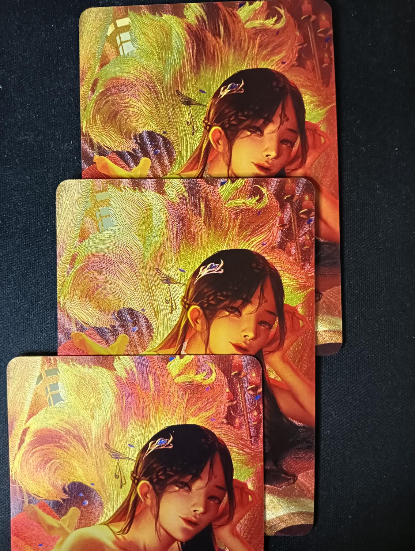 花开卡拍第53期（12月28号周日截拍，品控勿拍!!!拍品不寄存，运费5元，自制卡难免瑕疵，可能存在轻微撞角爆边等出厂瑕疵，品控介意勿拍！） 五月卡牌 狐说 3张粗闪，两渐变