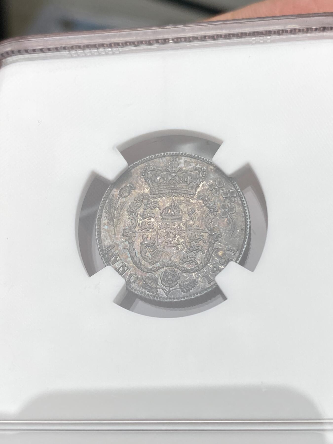 万国钱币拍卖第058期（万国新年大拍） NGC MS65 1821年英国乔治四世三花6便士银币 原味天鹅绒五彩BU收藏品质