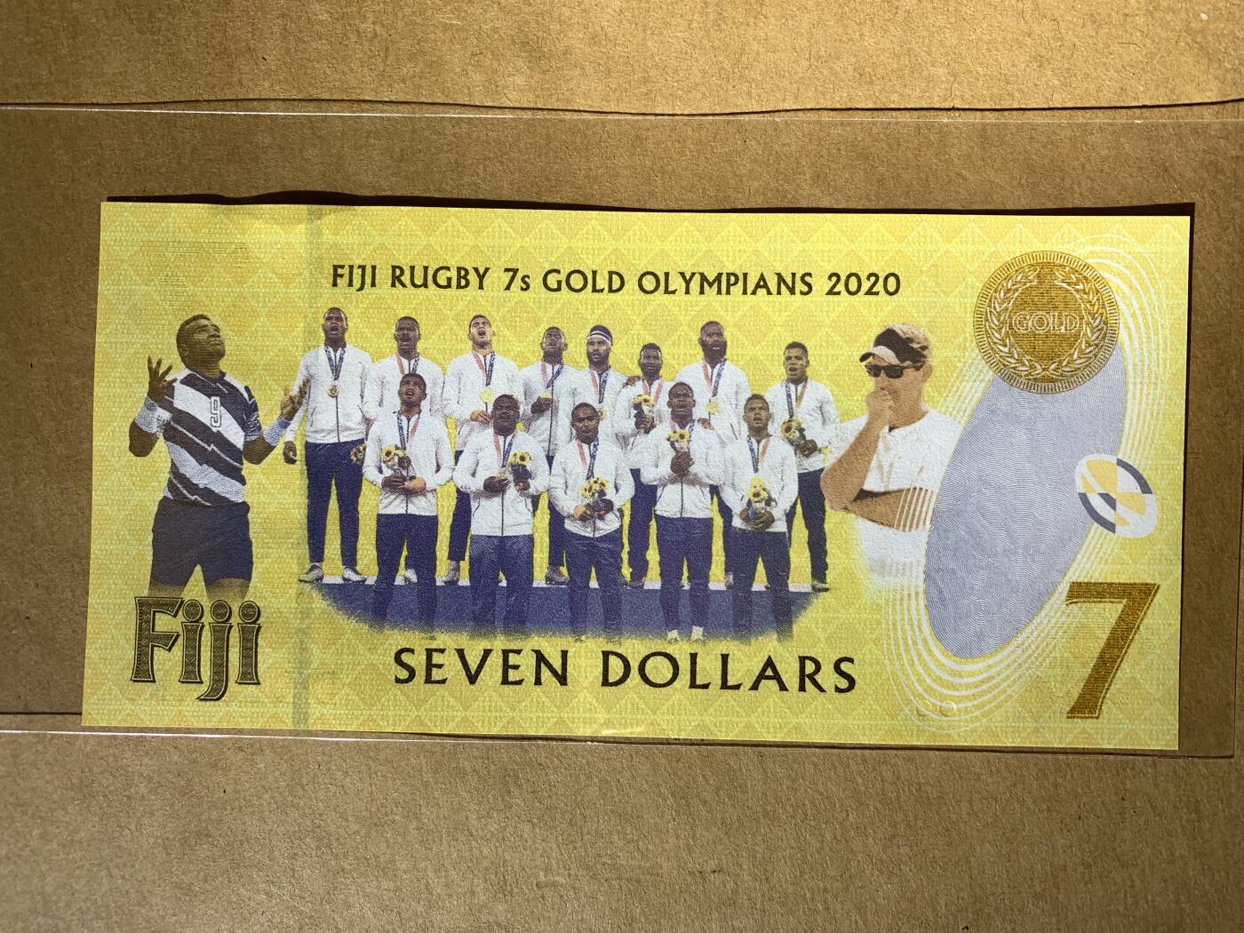 【礼羽收藏】🌏世界钱币拍卖第131期 【FIJ060909】全新UNC 2022年斐济7元奥运橄榄球夺冠纪念钞 纸币 无3457尾0909 圆圆倒置号 少见