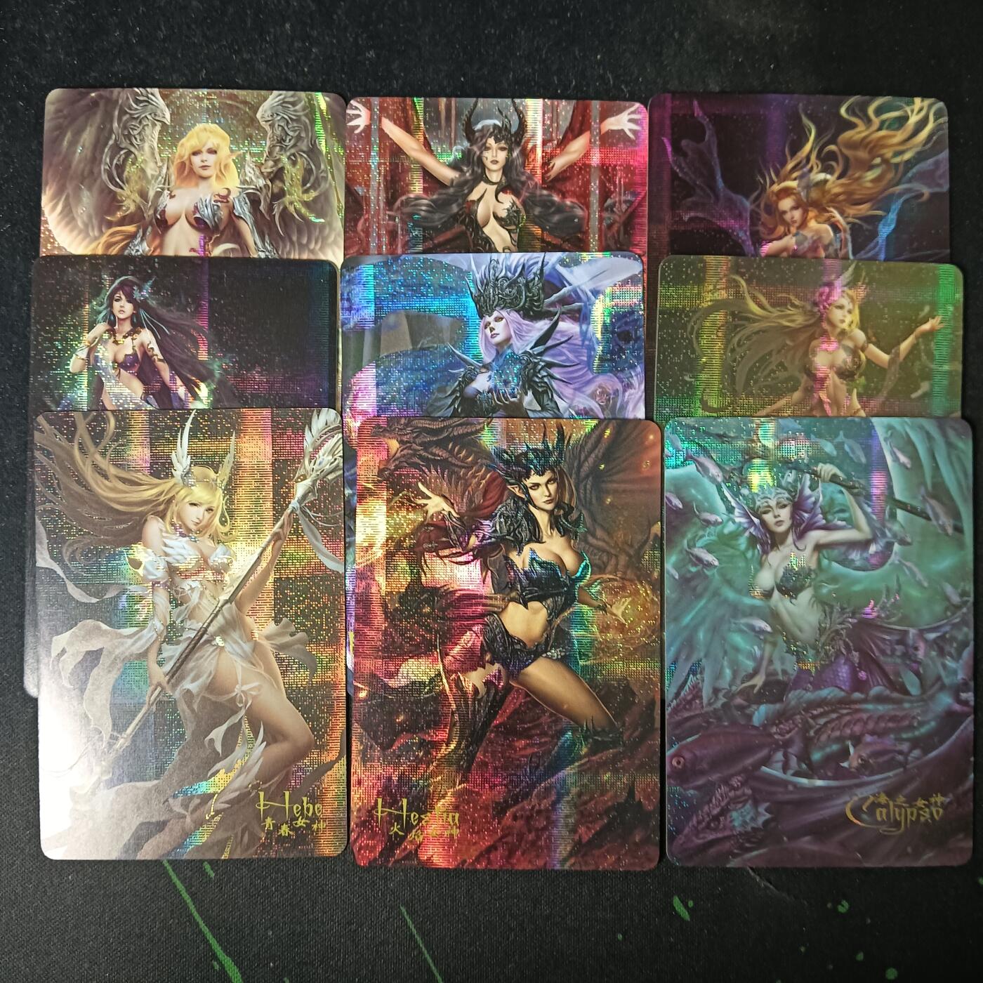 花开卡拍第53期（12月28号周日截拍，品控勿拍!!!拍品不寄存，运费5元，自制卡难免瑕疵，可能存在轻微撞角爆边等出厂瑕疵，品控介意勿拍！） 宁缺卡牌 女神 1套9张 纱布闪