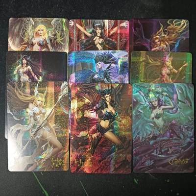 花开卡拍第53期（12月28号周日截拍，品控勿拍!!!拍品不寄存，运费5元，自制卡难免瑕疵，可能存在轻微撞角爆边等出厂瑕疵，品控介意勿拍！） - 宁缺卡牌 女神 1套9张 纱布闪