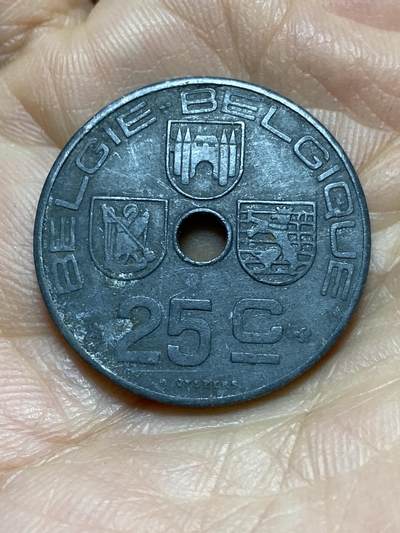 2025年第一百四十三场(总第一百六十九场）外国好品散币场(免佣金) - 比利时🇧🇪1944年25分(二战德国占领时期，左荷语右法语版)