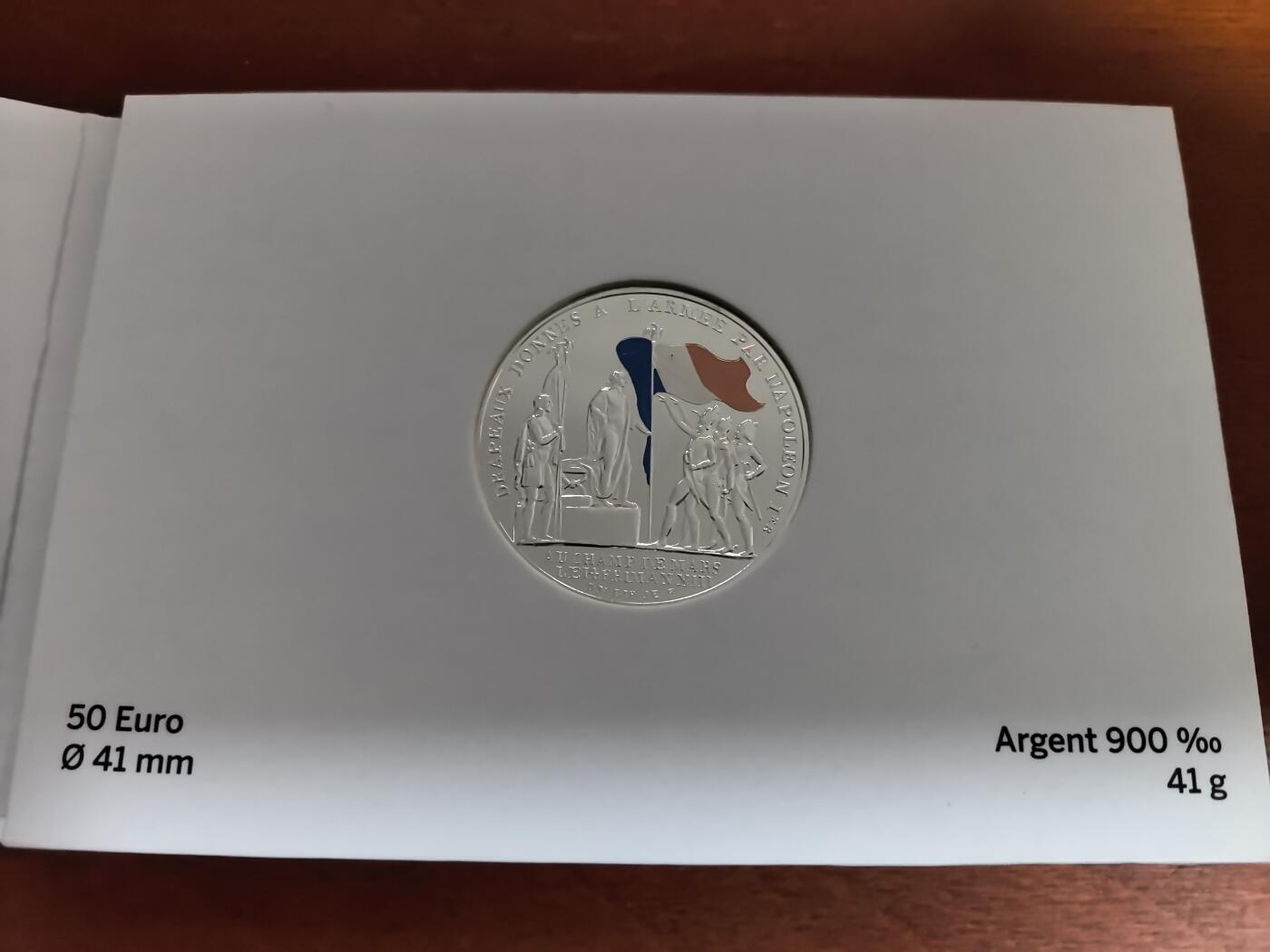 长老汇蛇年精选第八十八场拍卖 2019法国法国国旗50欧元彩色精制银币，卡装，41克900银，1500套