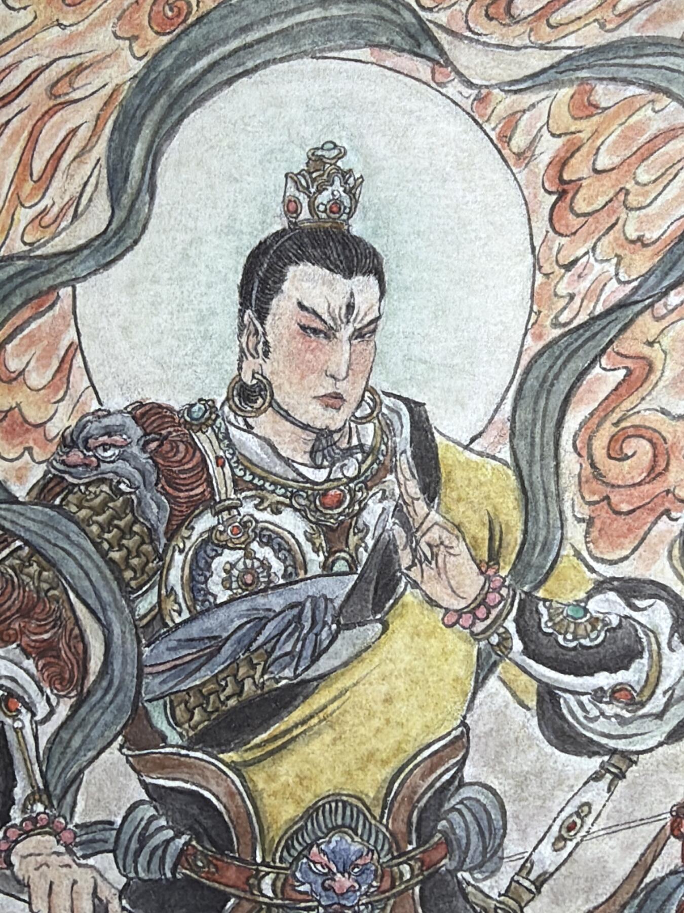 白泽拍卖卡牌手绘专场第30期（白金之夜 跨年大拍） 2025 史墨手绘画 二郎神杨戬 尺寸：17.4cm*25.3cm  史墨签题