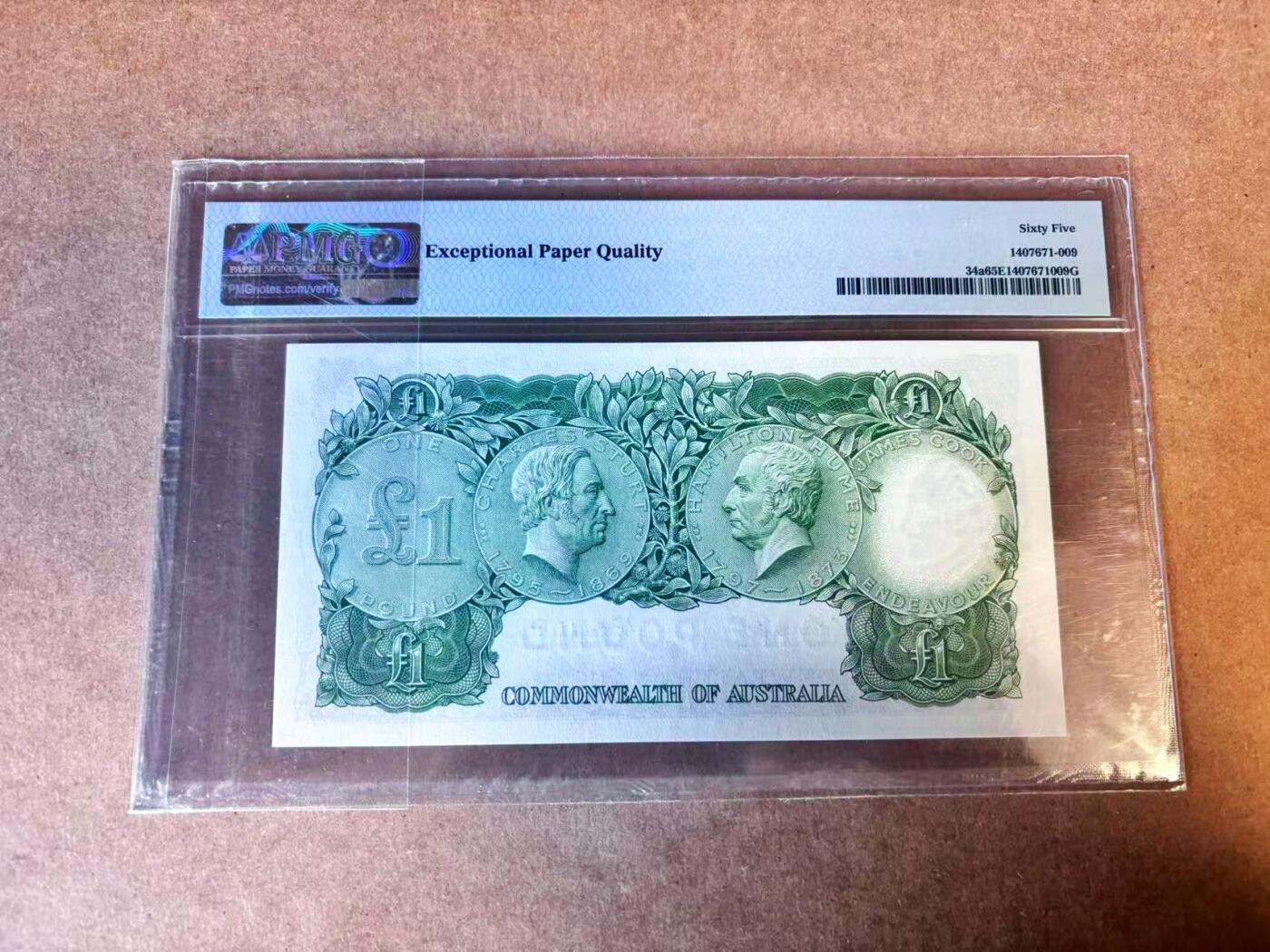 【Blue Auction】世界纸币精拍第769期——18级TOP拍卖/信誉/品质/专业/高效💫 澳大利亚 1961-65年1镑 石膏版女王 PMG65EPQ 