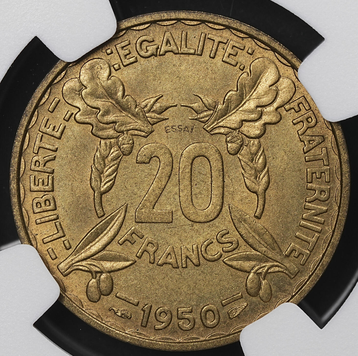 修遠堂世界钱币第九十九期 NGC MS66 1950年法国20法郎样币 ESSAI