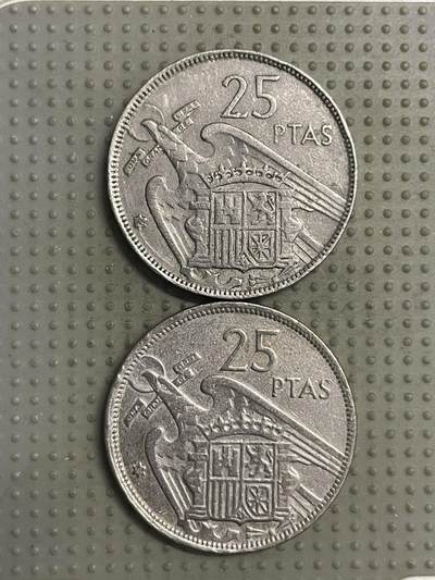 2025年第148场各国散币拍卖（总第148场） - 西班牙1957年版25比赛塔2枚