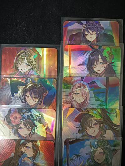 花开卡拍第53期（12月28号周日截拍，品控勿拍!!!拍品不寄存，运费5元，自制卡难免瑕疵，可能存在轻微撞角爆边等出厂瑕疵，品控介意勿拍！） - 动漫美少女 大雷少女 1套9张 彩闪