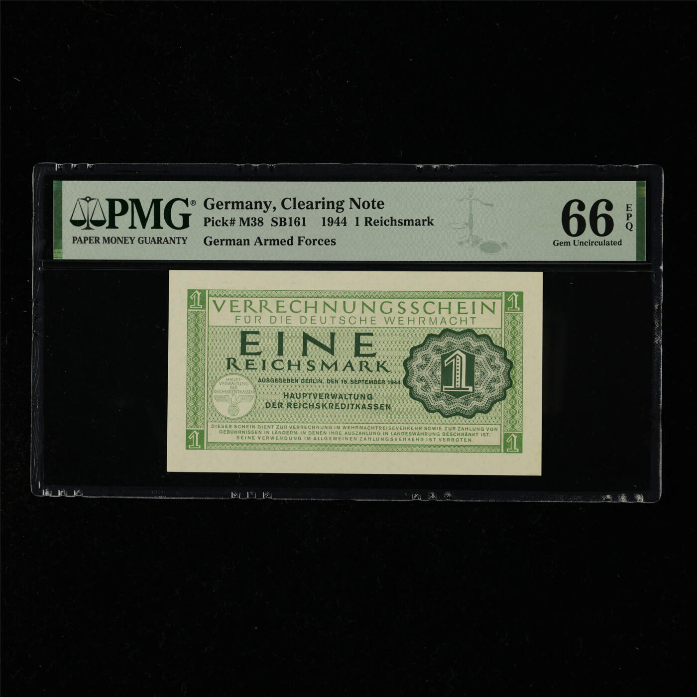 【亘邦集藏】第218期拍卖 1944年 德国1马克 PMG 66EPQ 2320987-057