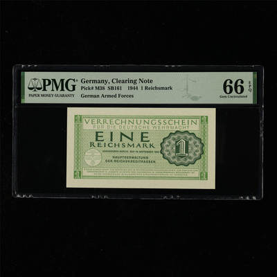 【亘邦集藏】第218期拍卖 - 1944年 德国1马克 PMG 66EPQ 2320987-057