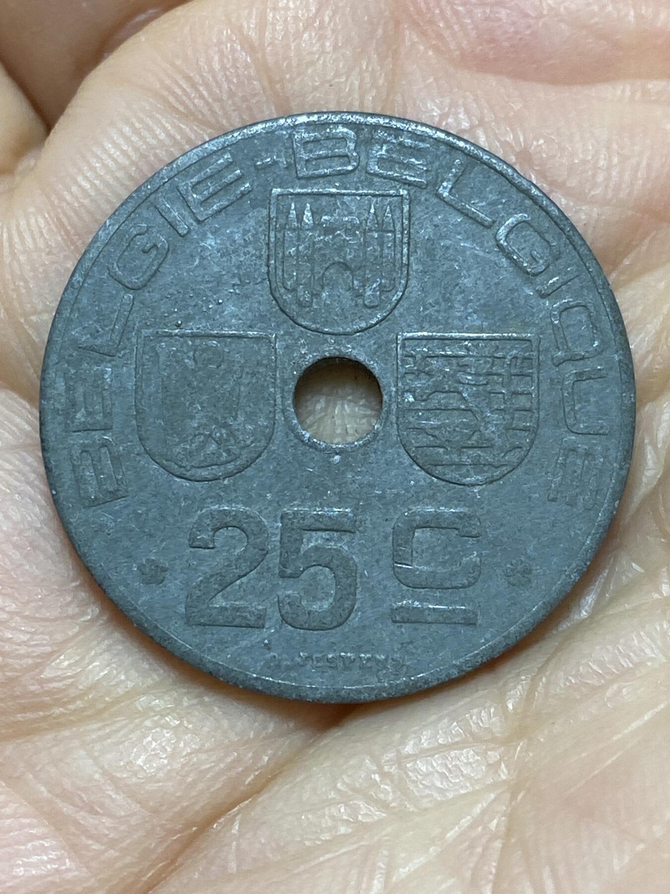 2025年第一百四十三场(总第一百六十九场）外国好品散币场(免佣金) 比利时🇧🇪1943年25分(二战德国占领时期，左荷语右法语版)