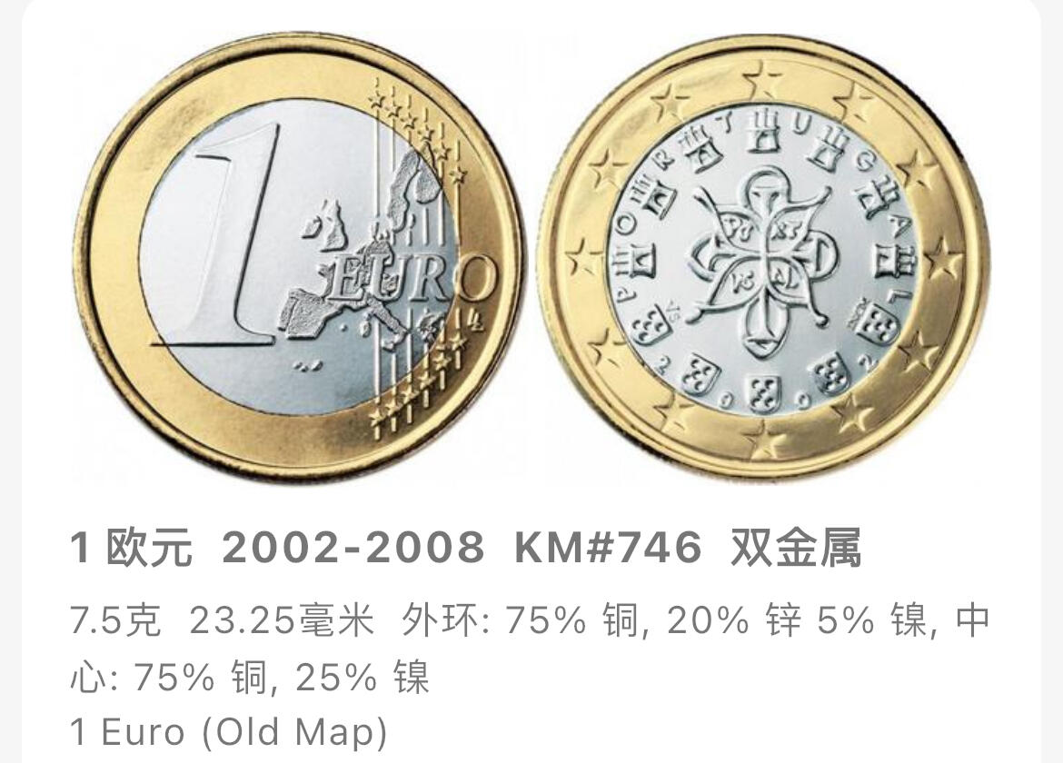 回流1228 葡萄牙2002年1欧元 首发年份