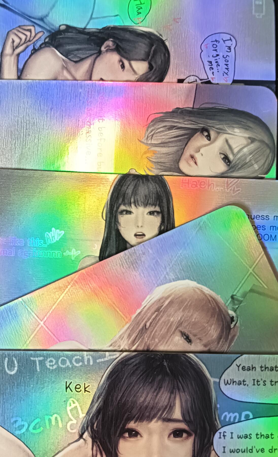 花开卡拍第53期（12月28号周日截拍，品控勿拍!!!拍品不寄存，运费5元，自制卡难免瑕疵，可能存在轻微撞角爆边等出厂瑕疵，品控介意勿拍！） 艺术卡 韩漫 5张 彩闪