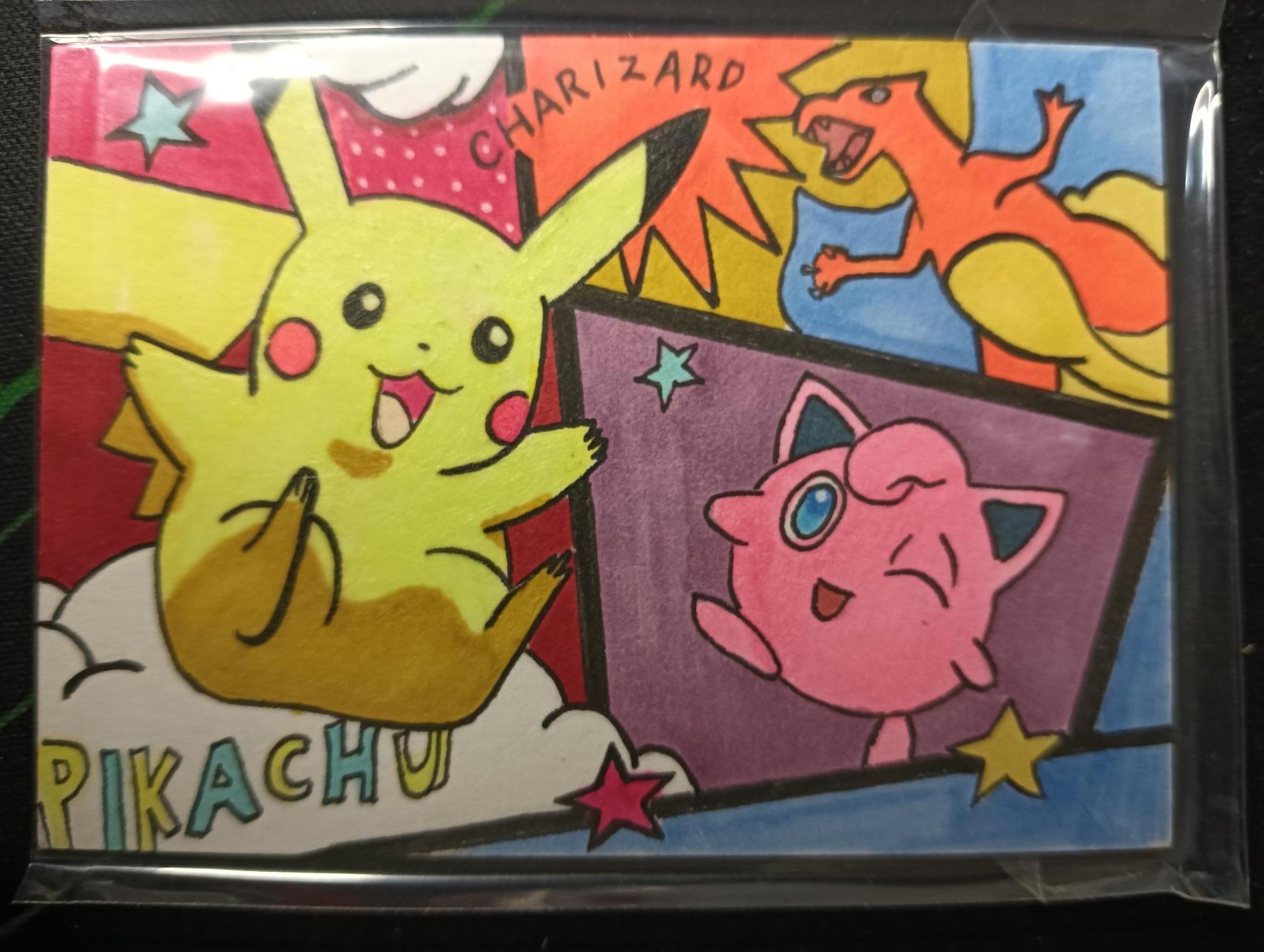 花开卡拍第53期（12月28号周日截拍，品控勿拍!!!拍品不寄存，运费5元，自制卡难免瑕疵，可能存在轻微撞角爆边等出厂瑕疵，品控介意勿拍！） 手绘卡 画师：晴天 宝可梦