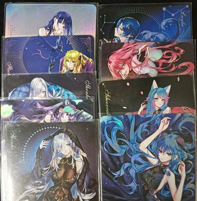 花开卡拍第53期（12月28号周日截拍，品控勿拍!!!拍品不寄存，运费5元，自制卡难免瑕疵，可能存在轻微撞角爆边等出厂瑕疵，品控介意勿拍！） - 驴歪歪卡牌 晚礼服美女01 1套9张 彩闪