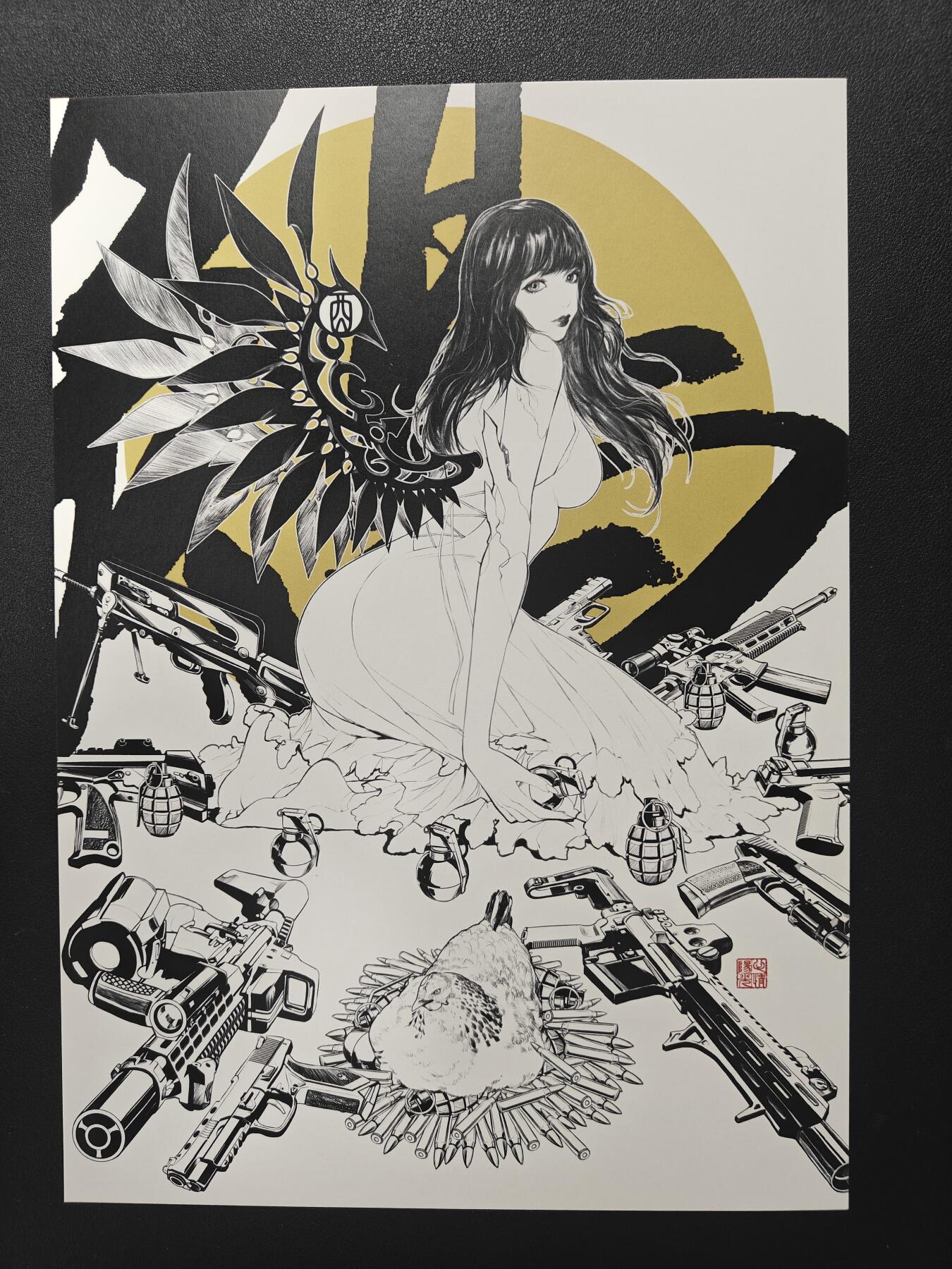 天玑星卡拍第155期《12.29年终场周一截拍》持续收拍收评中 满赠卡需备注 【签绘复制画】田宇 十二生肖 机甲美人 鸡 A4复制画