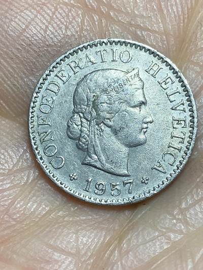 2026年第一场(总第一百七十场）外国好品散币场(免佣金) - 瑞士🇨🇭1957年5拉彭(第二版，B标伯尔尼造)