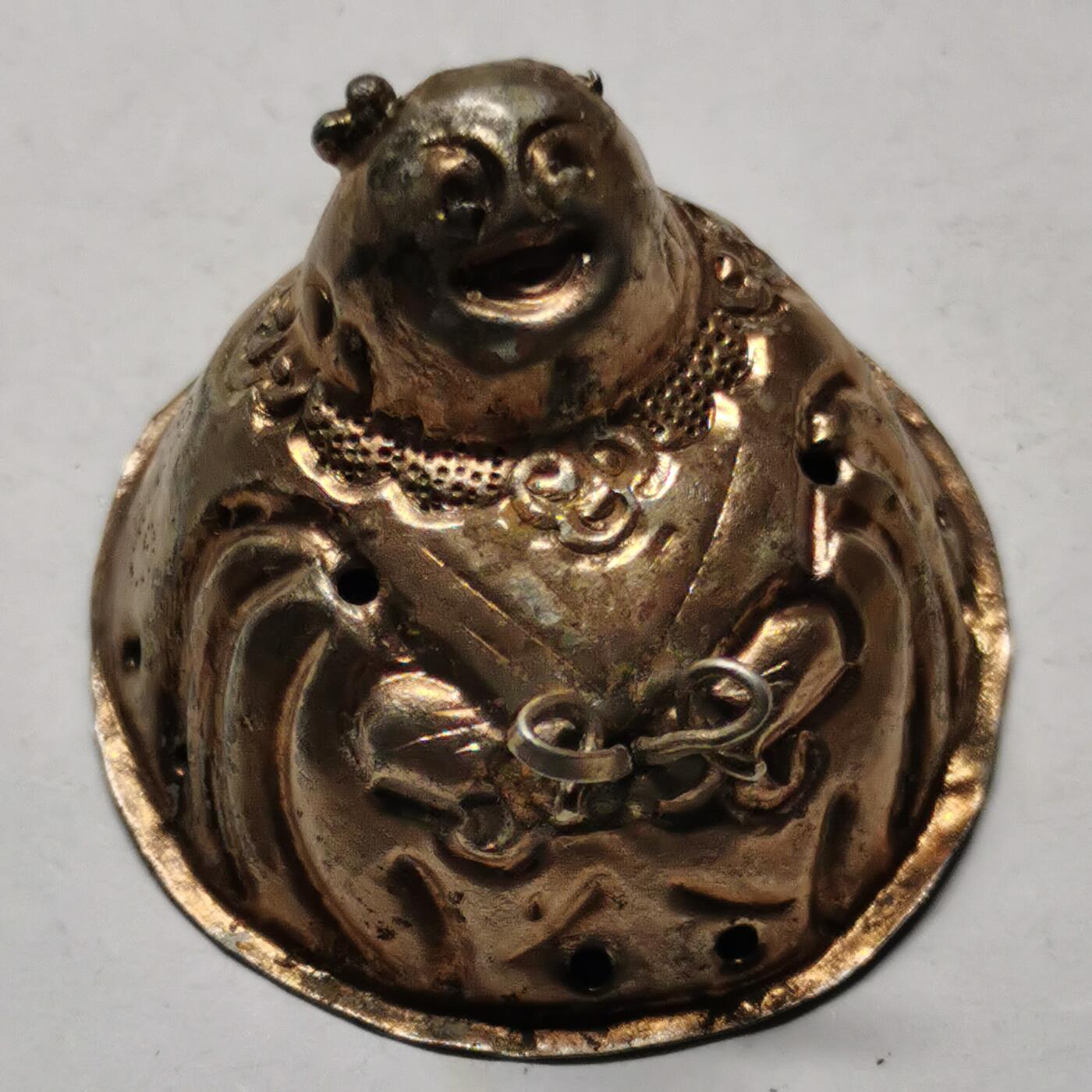 杂件专场91期 清代老银鎏金大号阿福