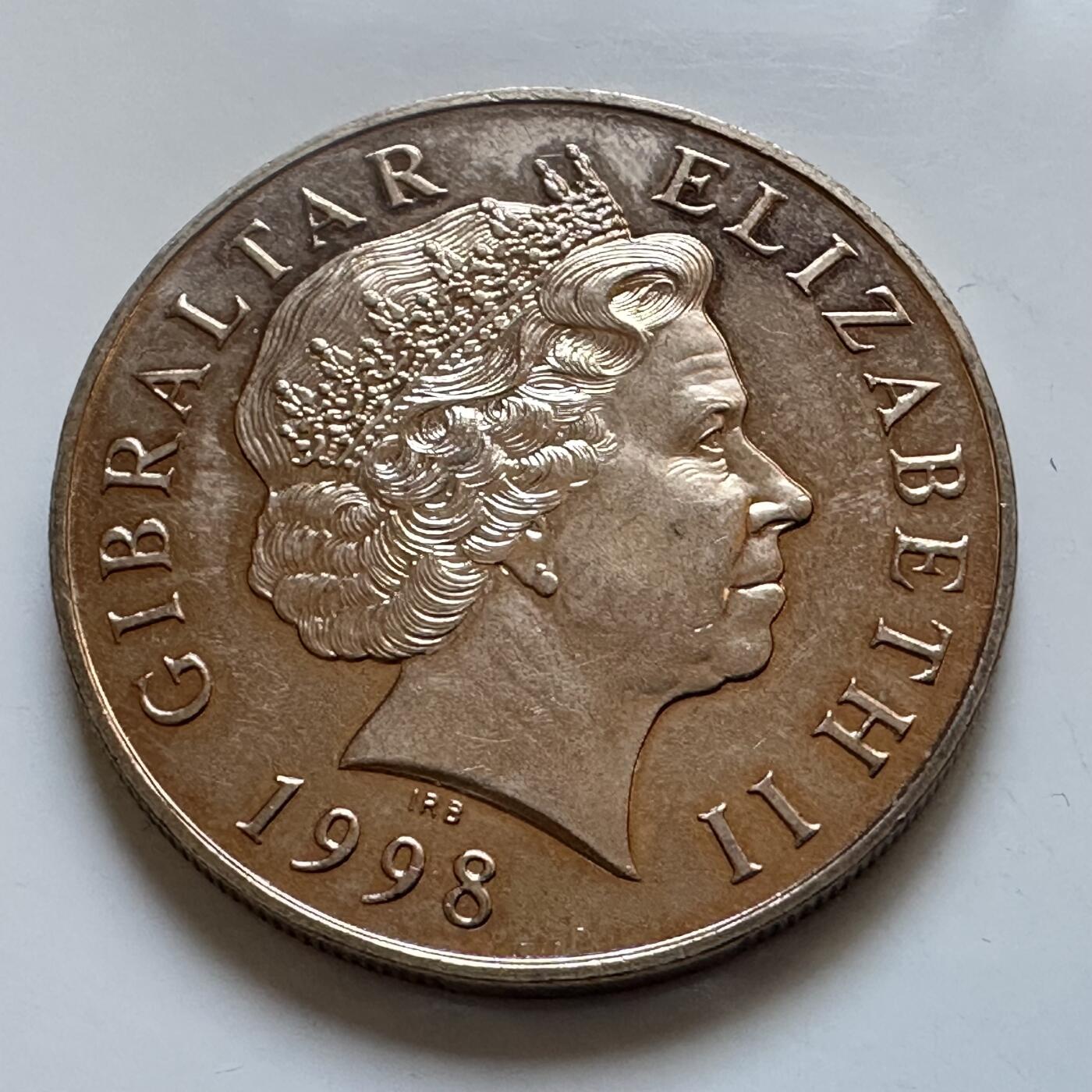 🌹外币初藏🌹🐯2025年第147场  每周二四六晚8️⃣点 接代拍 直布罗陀1998年迎接千禧5镑纪念币 英国地标建筑