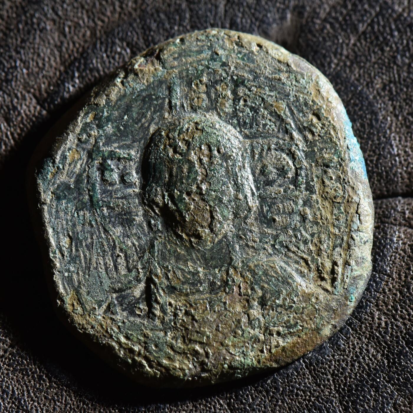 【良泉】第45期【直播场】1月15日晚19.30点开拍！ 208组，西方古代钱币、丝路古珠杂项专场 公元1023-1028年【拜占庭】 巴西尔二世和君士坦丁八世共治，晚期版A类无名富力，大铜币，9.65克